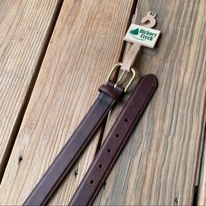 NOS Hickory Creek Brown Genuine Italian Leather Belt Brass Buckle 42